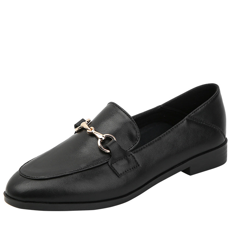 Chaussures Plates Femme en Cuir Noir | Élégance et Confort