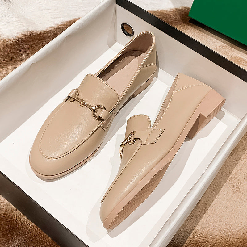 Chaussures Plates Femme en Cuir Noir | Élégance et Confort