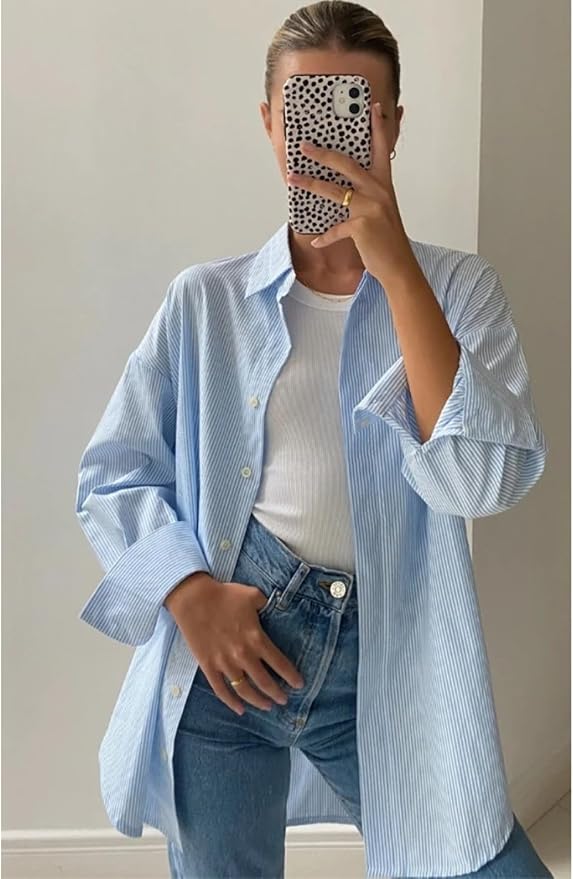 Cardigan rayé à boutons pour femme, manches longues tendance