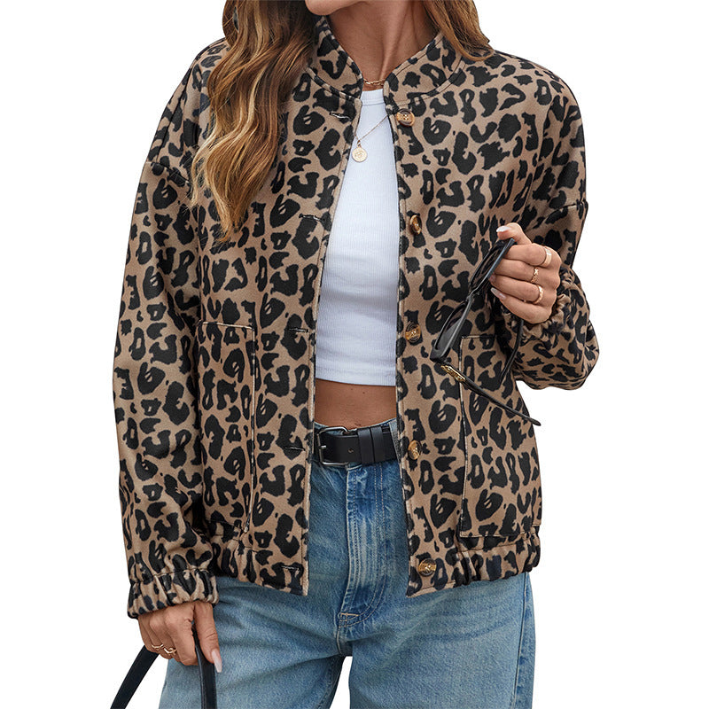 Manteau Léopard Femme Automne-Hiver à Manches Longues - Tendance et Élégant