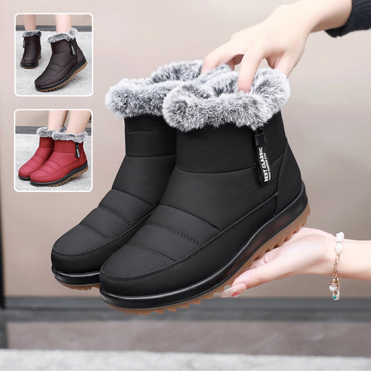 Bottes d'hiver femme chaudes en polaire avec fermeture éclair latérale