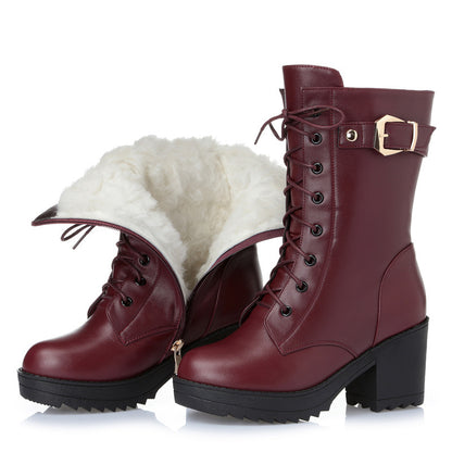 Bottes Martin Femme en Cuir | Bottes Hiver Chaudes
