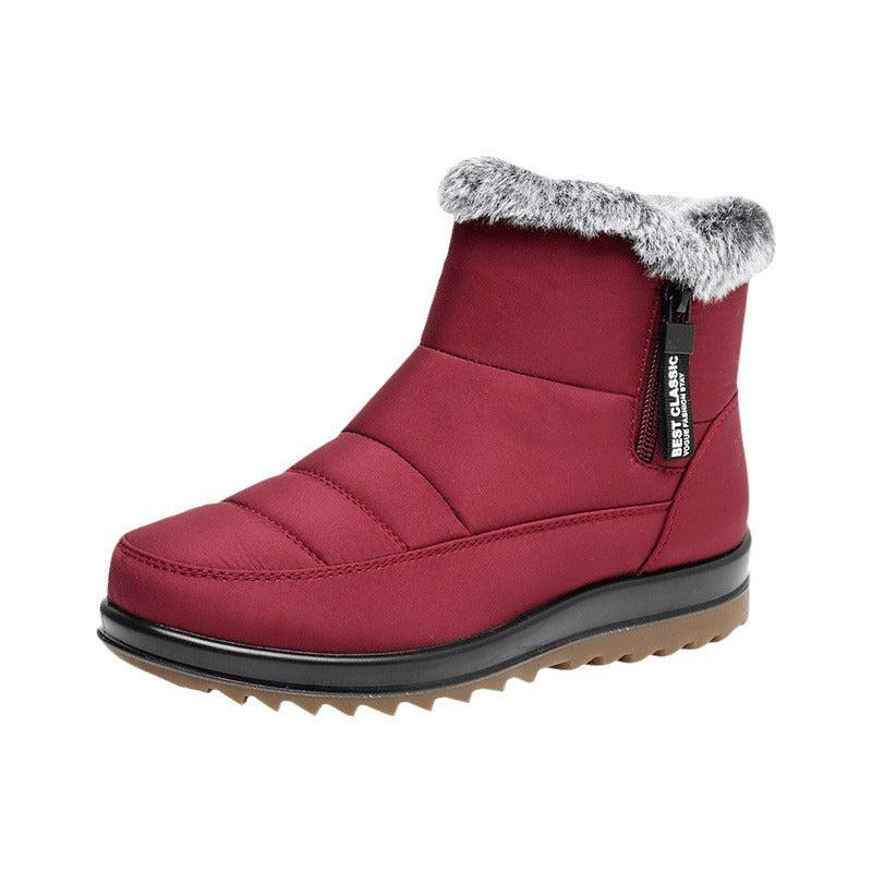 Bottes d'hiver femme chaudes en polaire avec fermeture éclair latérale