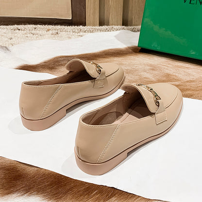 Chaussures Plates Femme en Cuir Noir | Élégance et Confort