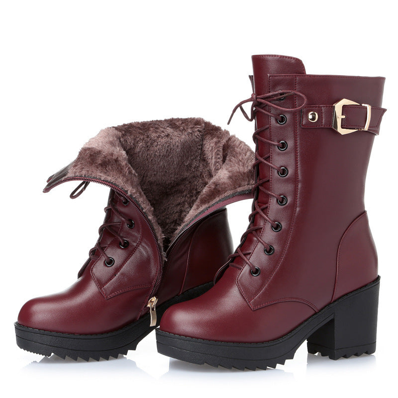 Bottes Martin Femme en Cuir | Bottes Hiver Chaudes