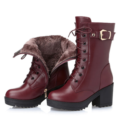 Bottes Martin Femme en Cuir | Bottes Hiver Chaudes