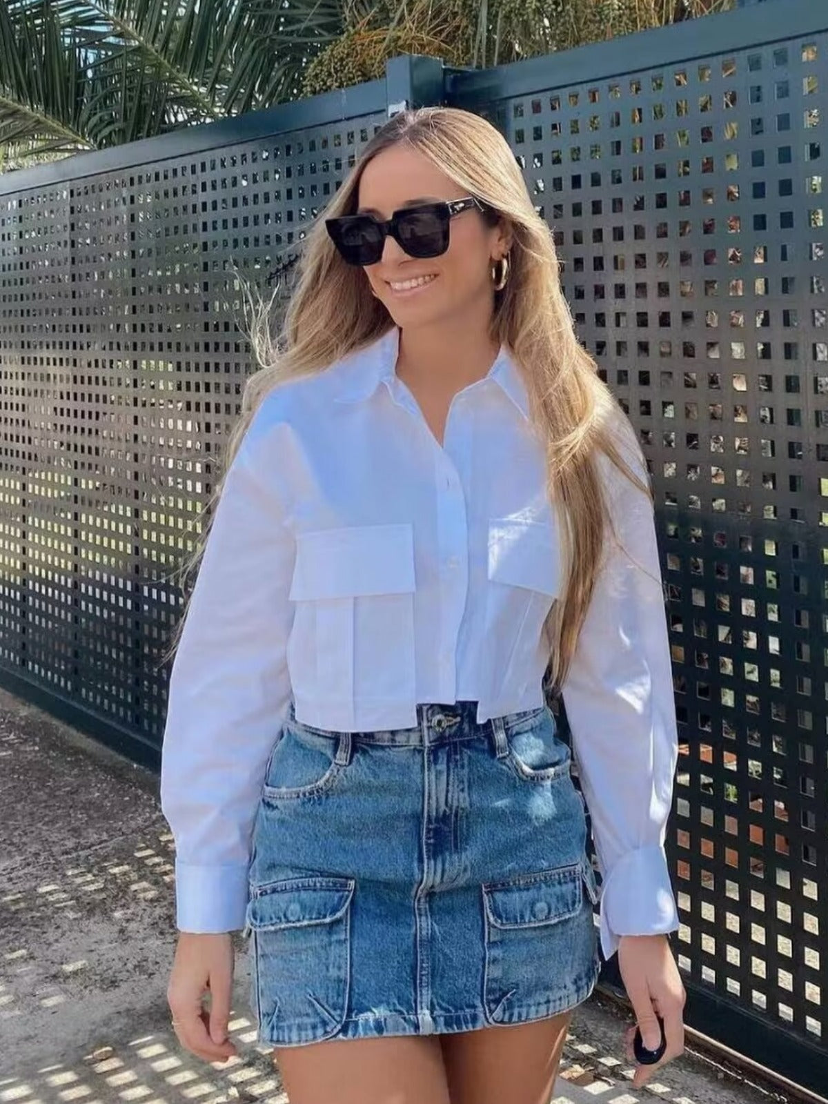 Chemise Courte Femme avec Poches | Style Décontracté