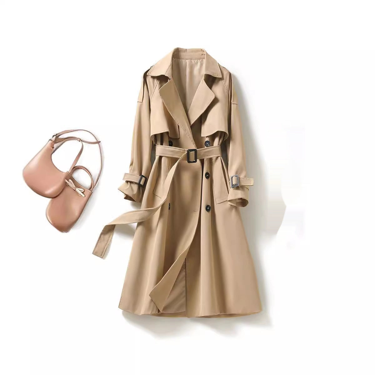 Trench mi-long femme ceinturé élégant et chic