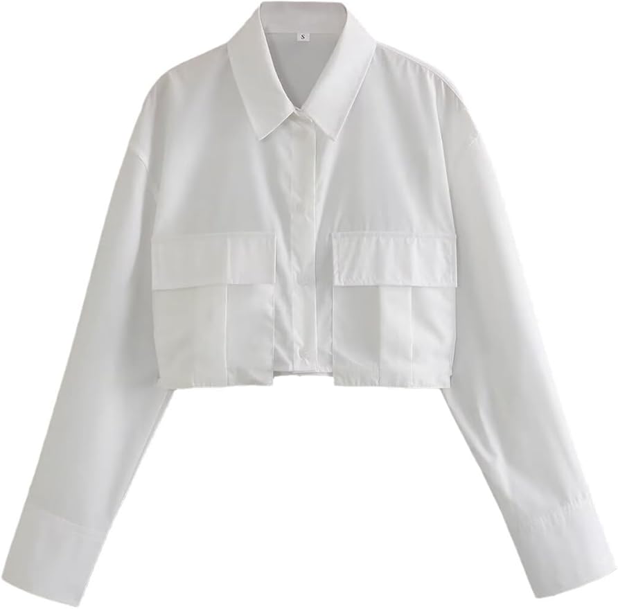 Chemise Courte Femme avec Poches | Style Décontracté