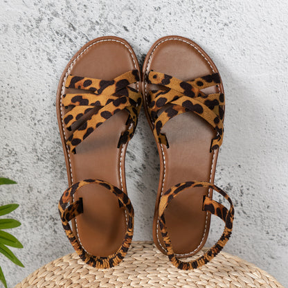 Sandales Femme Imprimé Léopard - Plates, Antidérapantes & Tendance