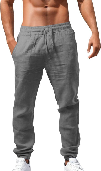 Pantalon en Lin Homme - Taille Élastique, Cordon, Été 2025, Plage, Vacances, Croisière