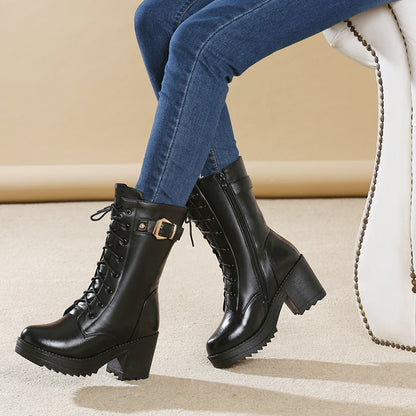 Bottes Martin Femme en Cuir | Bottes Hiver Chaudes