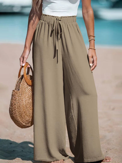 Pantalon Femme Large Décontracté à Cordon Factice