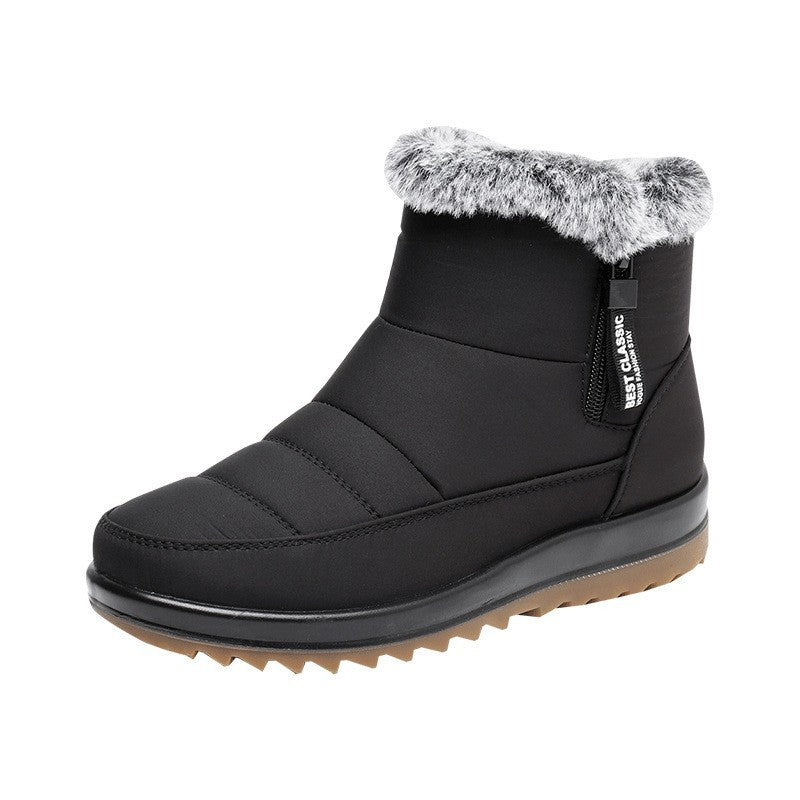 Bottes d'hiver femme chaudes en polaire avec fermeture éclair latérale