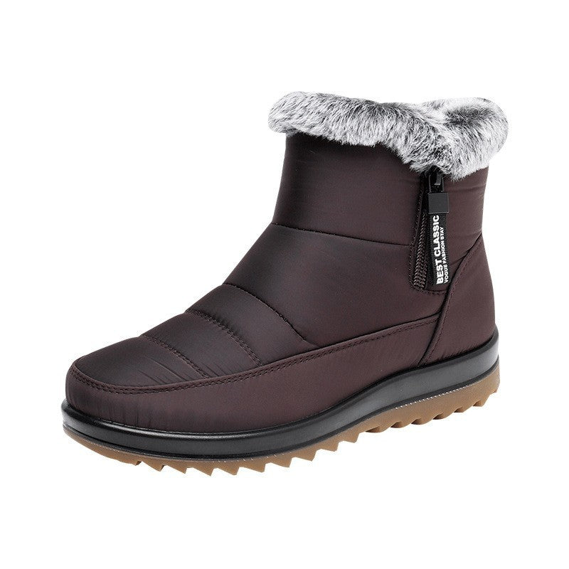 Bottes d'hiver femme chaudes en polaire avec fermeture éclair latérale