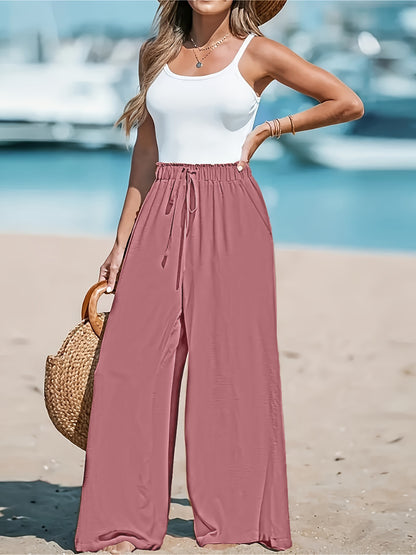 Pantalon Femme Large Décontracté à Cordon Factice