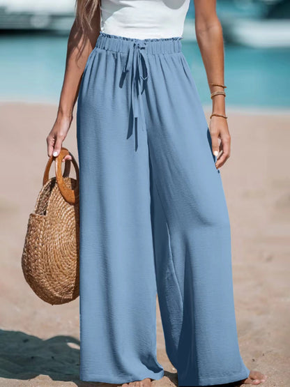 Pantalon Femme Large Décontracté à Cordon Factice