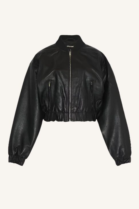 Blouson Bombardier Court en Cuir GRLFRND - Style Chic & Tendance