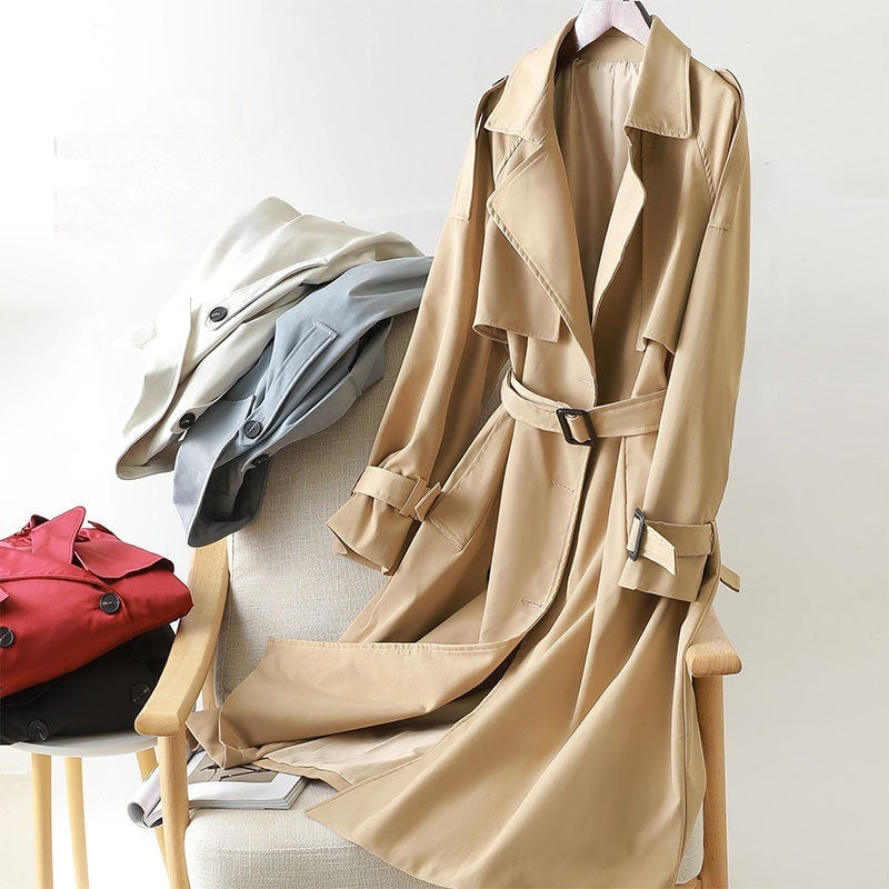 Trench mi-long femme ceinturé élégant et chic