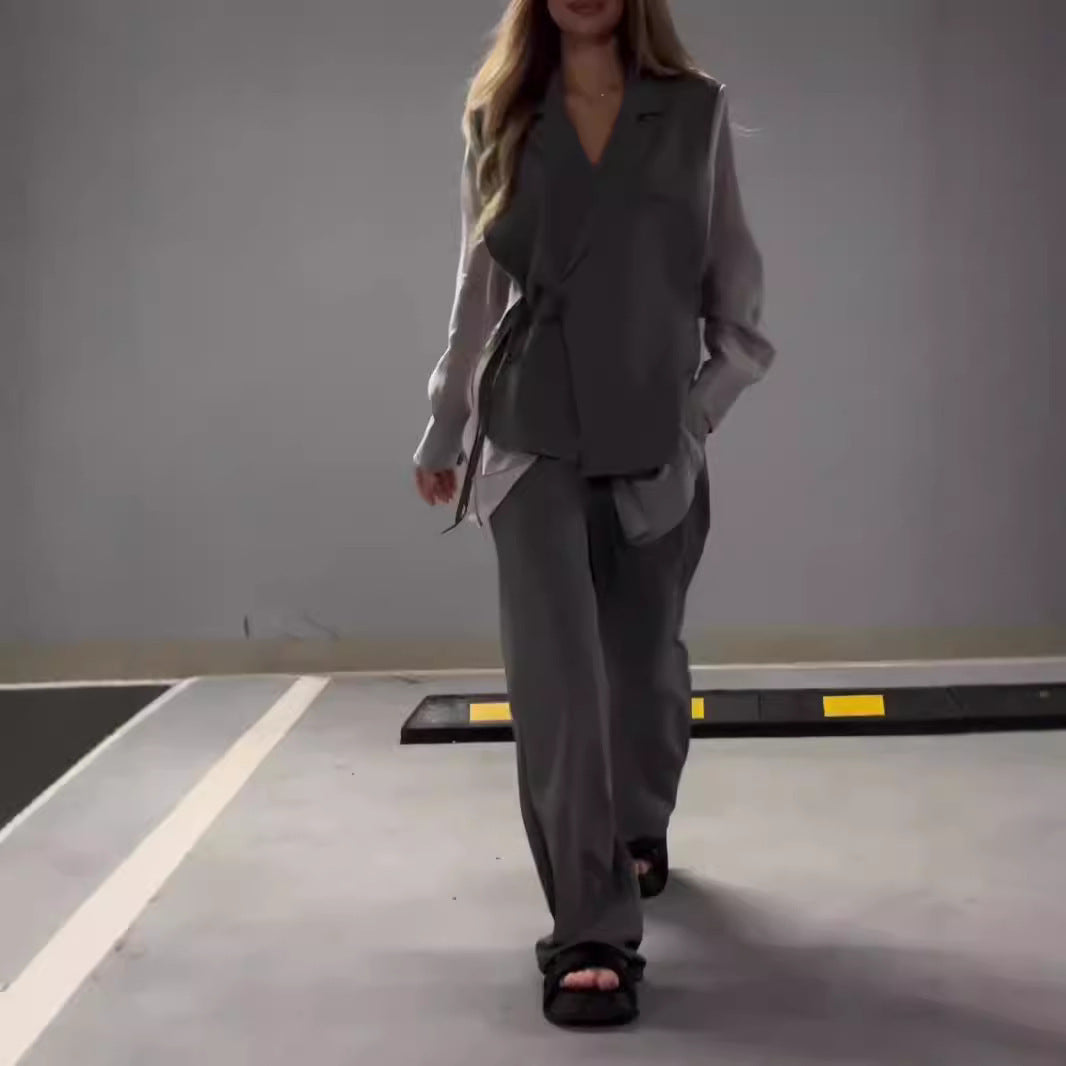 Ensemble Femme Chic en Mousseline Haut Patchwork + Pantalon