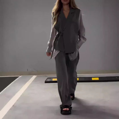 Ensemble Femme Chic en Mousseline Haut Patchwork + Pantalon