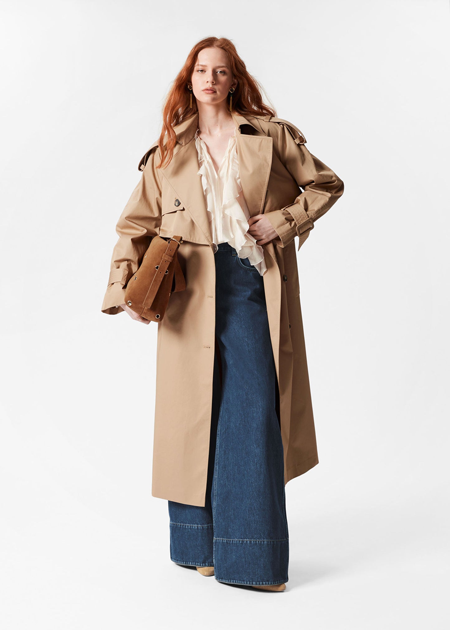 Trench mi-long femme ceinturé élégant et chic