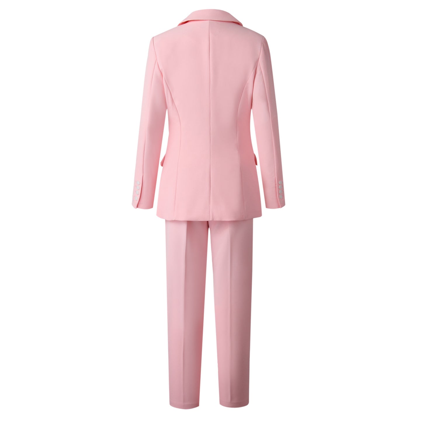 Ensemble Élégant Femme - Veste, Gilet & Pantalon Rose Poudré