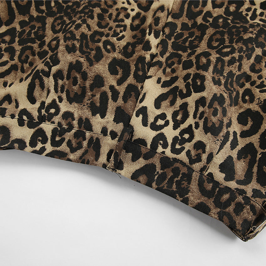 Pantalon Large Léopard Femme - Taille Basse, 100% Coton, Style Rétro Été