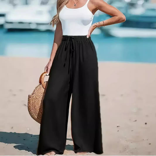 Pantalon Femme Large Décontracté à Cordon Factice