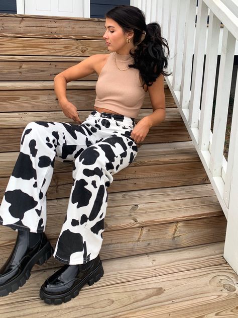 Jean Vache Noir Blanc Femme