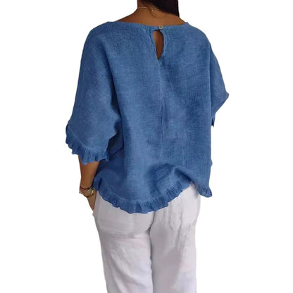 Haut Décontracté Été Femme Lin Coton Coupe Ample