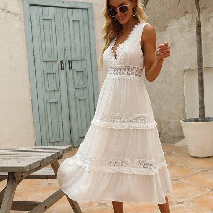 Robe Dentelle Blanche Élégante