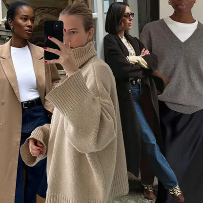 Pull Col Roulé Oversize en Cachemire