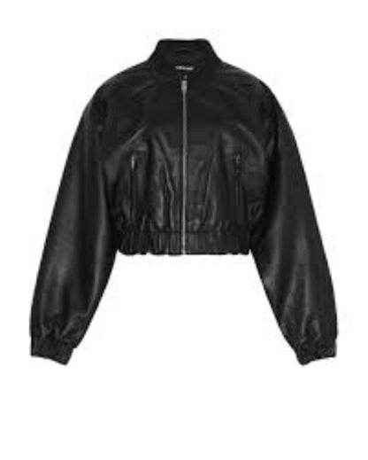 Blouson Bombardier Court en Cuir GRLFRND - Style Chic & Tendance